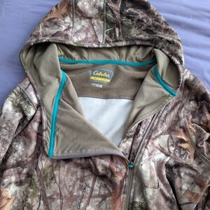 Cabela's Camouflage Jacket with Teal Accents